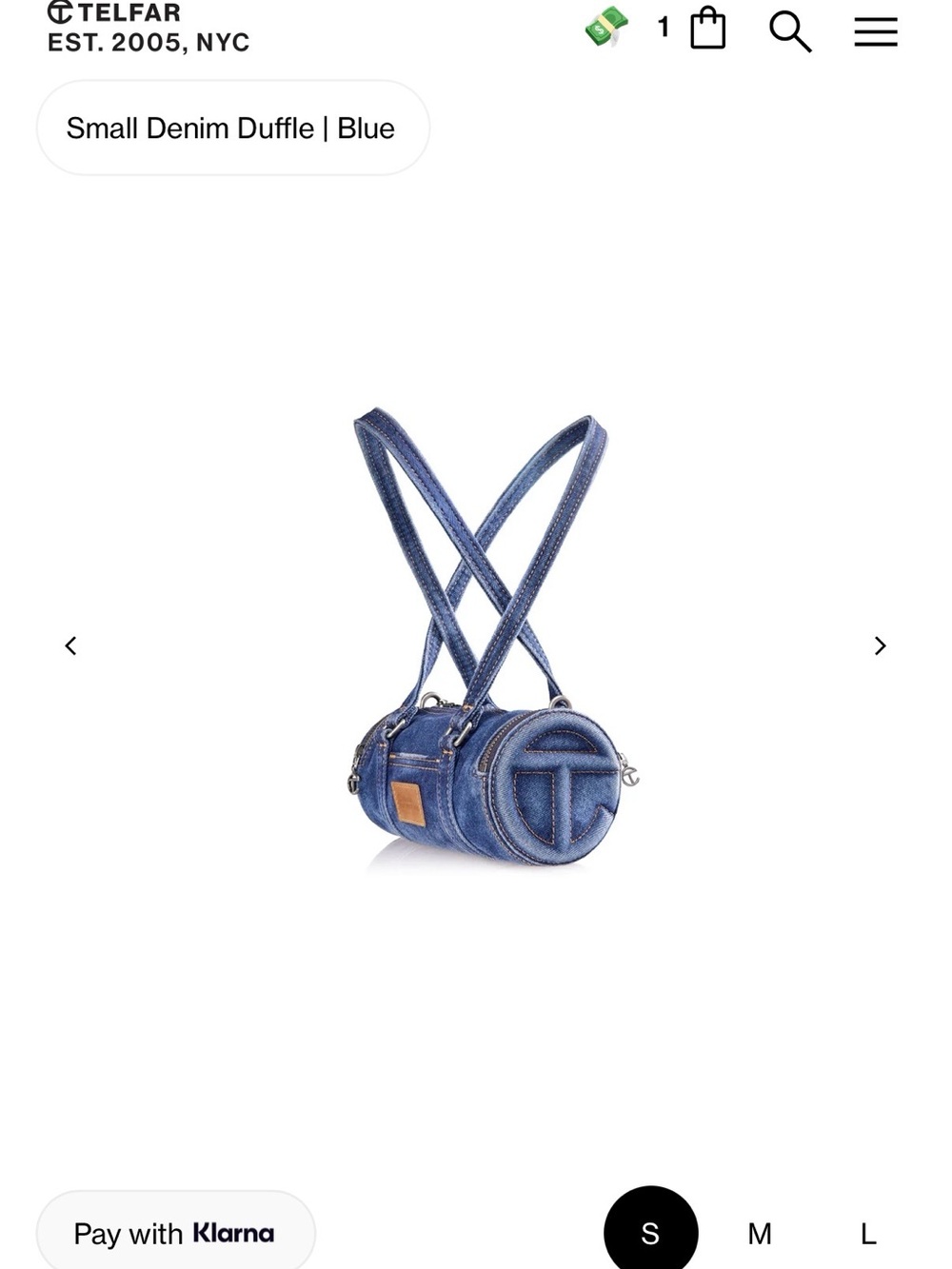 Telfar Small Denim Duffle Bag - Blue